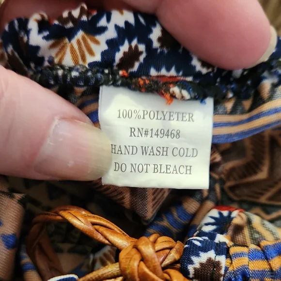 Women's Boho Printed Wide-Leg Jumpsuit - Blue Multi - Picture 6 of 11